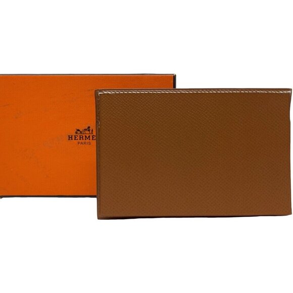 Authentic HERMES Epson Card Holder Brown Leather #36634610 - Picture 1 of 8
